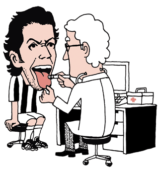 Alessandro Del Piero being treated at the dentist.